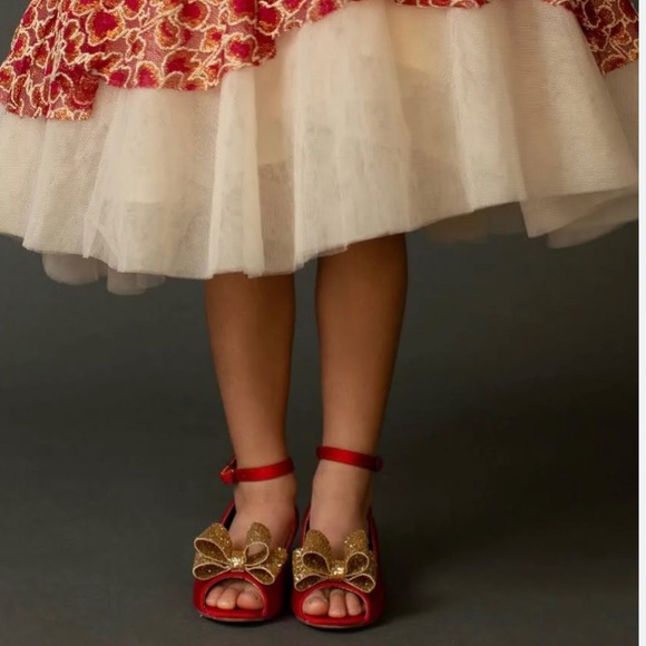 Joyfolie Girl’s Valeria Kitten Heel in Red Satin size Y3 - Picture 2 of 5